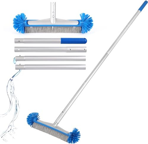 FIFIBANG Poolbürste Pool Schrubbbürste, 43cm Pool Bürsten Bodenbürste, Reinigungsbürste für die Poolreinigung mit 140 cm Verstellbarer Stiel