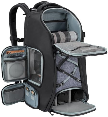 K&F Concept Fotorucksack Groß Kamerarucksack 30L Wasserdicht Camera Backpack mit Regenschutz für DSLR SLR Spiegelreflexkameras Stative 16 Zoll Laptop