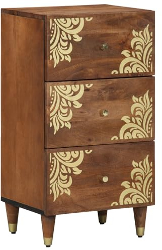 vidaXL Sideboard mit Regal Braun 40 x 33.5 x 75 cm Massivholz Mango, Stylische Aufbewahrung, rechteckige Anrichte, Mango Holz Möbel, Elegantes Wohnzimmerstück, praktischer Organizer