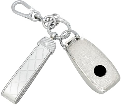 SparkleJoy Coque Clé Voiture TPU avec un Porte-Clés en Cuir,Etui Clé Étui Clé Compatible avec Mercedes Benz Class A B C E G S CLA CLE CLS GLA GLC GLE GLK Cache Cle Voiture - Smart Key