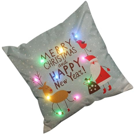 MUELODSIC Weihnachtskissenbezug LED Dekoratives Kissen Weihnachten Rentier Weihnachtsmann Motiv Sofakissenbezug Wohnzimmer Schlafzimmer Deko