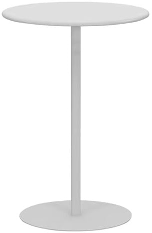 Failjierue Weißer, Runder Stehtisch Mit Hoher Platte – Stabiler Bistro-Kneipentisch Mit Sockel, Hoher Cocktail-Thekentisch Für Das Frühstück In Der Küche Zu Hause(48x72cm)