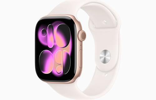 Apple Watch Series 11 [GPS + Cellular, 46mm] Cassa Oro Rosa in Alluminio con Cinturino Sport Rosa Fard, M/L (Ricondizionato)