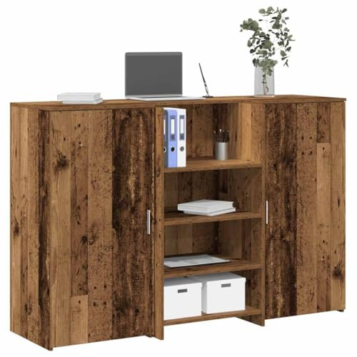IBUQDDV Empfangstheke Altholz-Optik 155x50x103,5 cm Holzwerkstoff mit integriertem Tresen und Schrank für vielseitige Anwendung in Büro oder Lobby, Robustes Schreibtisch Design