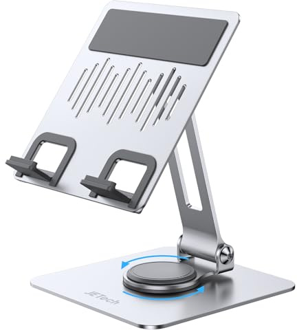 JETech Supporto Tablet, per Tab/Telefoni 4-13, Base girevole 360°, Argento | Supporto da Tavolo Regolabile Girevole, Base Pieghevole per iPad/iPad Air/Pro/Mini, per Galaxy Tab A11/S11, ecc