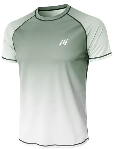 MEETWEE T-Shirt Homme Dégradé UPF 50+,Gris Clair dégradé,XL