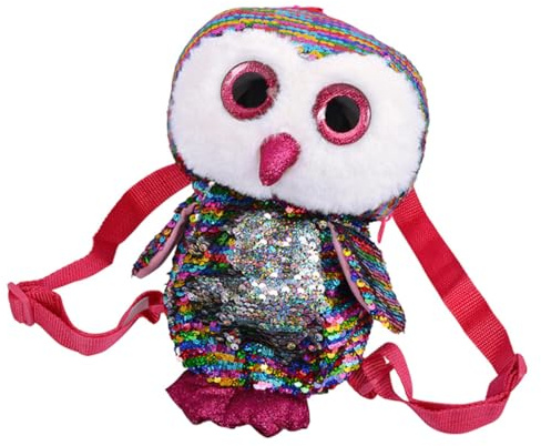 Supvox Rucksack und Pailletten Bunter Eulen für Kinder mit Verstellbaren Trägern Leichtem Material Tagesrucksack für Schule und Kurze Reisen