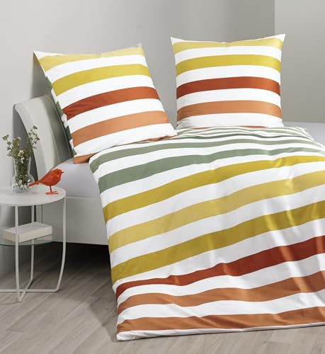 Janine J. D. 87115 Mako-Satin Bettwäsche, 135x200,80x80, gelb grün