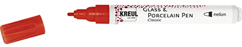 Kreul 16403 - Pennarello per porcellana con colori brillanti, coprenti e resistenti alla luce, con punta tonda stabile, spessore tratto: circa 2-4 mm, colore: Rosso ciliegia