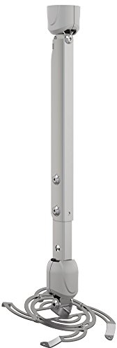 Barkan Silber Universal Beamer Deckenhalterung, bis 20Kg - Höhenverstellbar 56.5cm-81cm, Kabelführung, Teleskopisch, 360° Drehbar, Projektor Halterung
