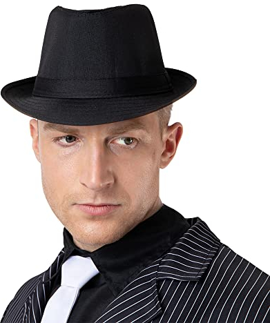 Schwarze Fedora, einfacher Hut, Zubehör für Gangster-Kostüm