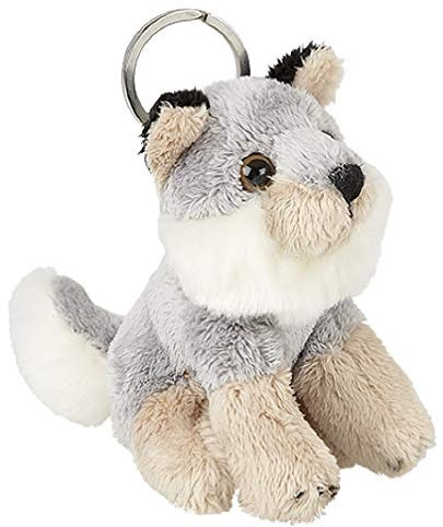 Ravensden Schlüsselanhänger Wolf aus Plüsch, grau, Tier Tiere