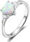 Acefeel Herz Opal Ringe 925 Silber Ringe Für Damen, Verlobungsring Promise Solitär Verlobung Ring Silber 925 Damen, Silberringe Damenring Antragsring Ringe, Damen Schmuck
