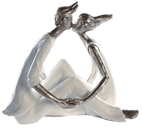 Casablanca Design - Skulptur Kiss me - weiß, silber, HxBxT 15 x 19 x 10 cm