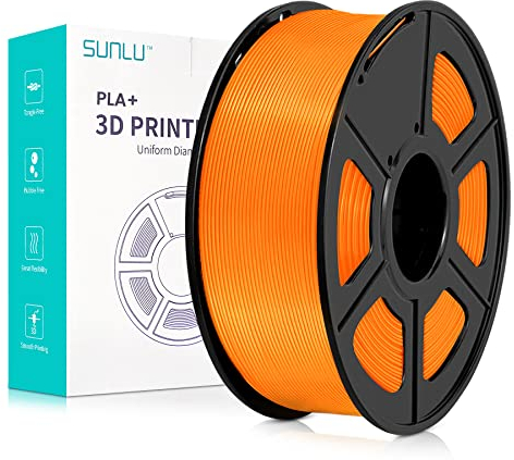 SUNLU PLA Plus 3D Drucker Filament, PLA+ Filament 1.75mm, sauber gewickeltes Filament, robustes 3D Filament, kompatibel mit 3D FDM Druckern, Maßgenauigkeit +/- 0.02 mm, 1kgSpule(2.2Pfund), Orange