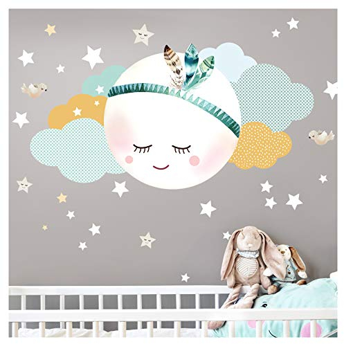 Little Deco Wandtattoo Wolken Mond & Sterne DL262