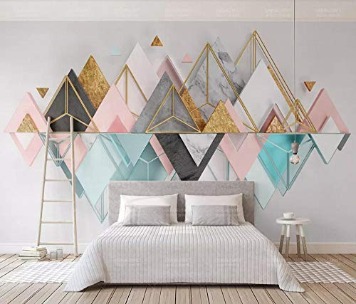 Tapete 3D Wandbild Goldenes Metallisches Geometrisches Dreieck Fototapete 3D Effekt Vliestapete Wohnzimmer Wanddeko