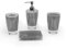 Fingey Set di accessori da bagno dal design moderno, 4 pezzi, portasapone, porta spazzolino da denti, dispenser di sapone, tazza per risciacquo, colore grigio