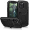 Metal Case for iPhone 12 Mini, Heavy Duty Tough Armour Metal Military Case Built-in Screen Full Body Dustproof Shockproof Cover with Kickstand for iPhone 12 Mini 5.4 inch (Black)