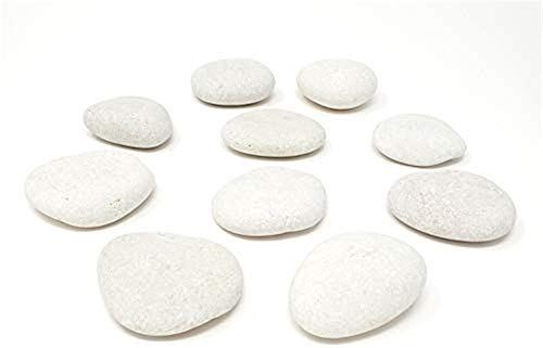 Chiloskit Weiße Steine zum Malen, 10 große Steine, 5,1 cm – 8,9 cm, flache glatte Steine, Bastelsteine für Steinmalerei, Schönheitssteine, Malerei Gefälligkeiten