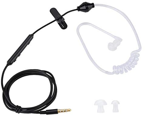Demeras In Ear Headsets Air Tube Security Ohrh?rer Anti Strahlen Kopfh?rer Einzelohr mit Mikrofon f¡§1r Mobiltelefonger?te(Schwarze Linie Wei?e R?hre)