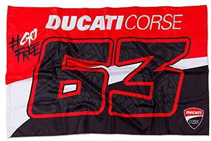 63 Flagge 63 Ducati Bagnaia,Unisex,One Size,Multi