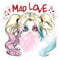 Spreadshirt Harley Quinn Mad Love Bubblegum Sticker, max. 10x10 cm, 10 x 10 cm, Transparent glänzend
