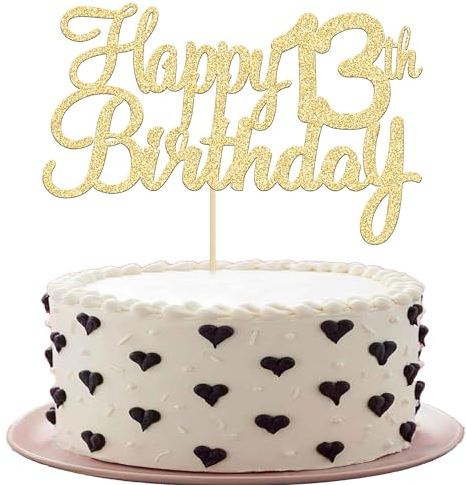 Gyufise 3 Pack Happy 13th Birthday Cake Topper Glitter Happy Birthday Cake Topper Happy 13 Birthday Cake Decoration for 13th Birthday Party Decorations