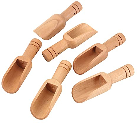 6 Pieces Mini Wooden Spoons Wooden Candy Spoon Piccolo Small Spoon for Bath Salts Tea Scoop Washing Powder Spoon Wooden Candy Spoon