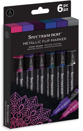 Spectrum Noir Metallic Waterbased Flip Marker-Pack of 6-Cosmic Wonder, One Size