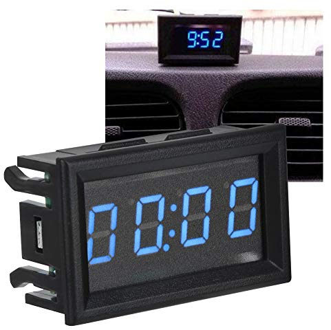 Kfz-LED-Elektronik-Digitaluhren, DC 4,5–30 V, Auto-Armaturenbrett-Digitaluhr für Auto, LKW, Boot (Blau, Rot, Grün, Option) (Blau)