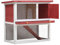 Gecheer Kaninchenstall Kleintierstall Hasenvilla Kleintierhaus 1 Tür Hasenstall Kleintierstall Kaninchenkäfig Hasenkäfig 90 x 45 x 80 cm Mit rutschfesten Rampe,Rot und Weiß