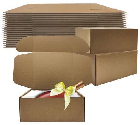 Fraktlådor 23 x 23 x 10 cm förpackning med 20, Livejun brun korrugerad kartong brevlådor för förpackning av småföretag frakt (23 x 23 x 10 cm)