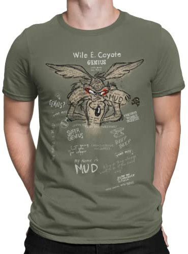Looney Tunes Coyote Herren T-Shirt Khaki-WHT, Größe: 2XL