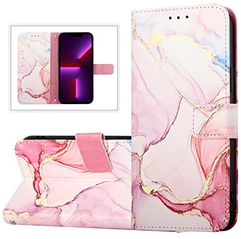 FTRONGRT Hülle für Oppo A17, Eingebauter Ständer, Sturzsicher, All-Inclusive-Schutz, Geeignet für Oppo A17 Falthandy Lederschutzhülle.Roségold