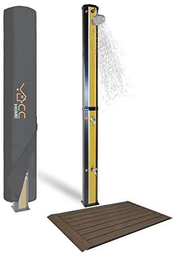 CCLIFE Solardusche 35L mit Bodenplatte Solar Gartendusche Pooldusche Regendusche Außendusche Garten Brause warmes Wasser