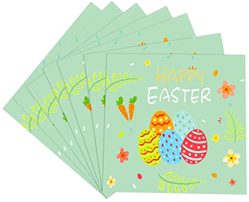 POPOYU 20 Stück Oster Servietten,Servietten Ostern Frühling,Osterservietten für Serviettentechnik,Osterhasen Partygeschirr,Frohe Ostern Servietten für Kinder Ostern Party Frühling Dekoration