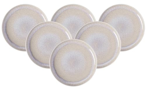 Villeroy & Boch like. by Perlemor Sand Lot de 6 assiettes plates, 27 cm, Service de Table 6 Personnes, au look Pottery, avec effet émaillé, porcelaine de qualité supérieure