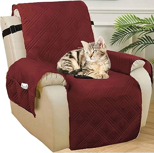 Stretchhusse/Sesselschoner für Relaxsessel mit Armlehnen rutschfest Bunt Fernsehsessel Relax mit Liegefunktion 4 Stück Lehnsessel-Abdeckung mit Tasche Schonbezüge Schutz Cover ( Color : #48 , Size : 1