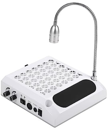 Layhou 80W Professional Nail Dust Collector + Lamp, Nail Vacuum Cleaner Adjustable Wind Speed Powerful Desktop Hoover for Salon Or Home Manicures, Nail Drill Pen Not Included