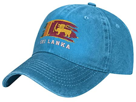 BAAROO Coole blaue Sri Lanka-Flagge Sri Lanka Baseball Cap Patriotische Männer Baumwolle gewaschen Denim Vintage Erwachsene Unisex Hut, #638, M/Einheitsgröße