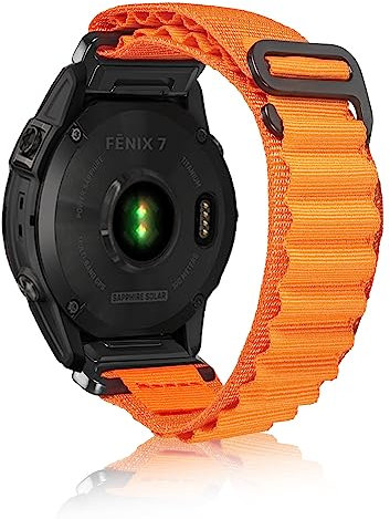 SumRioo QuickFit 22 mm Armband für Garmin Fenix 8/8 Solar 47 mm/7 Pro/7/6 Pro/6/5/5 Plus/E, Nylon Alpine Loop Uhrenarmband für Garmin Tactic 8 47 mm, Descent G2, Epix 2, Forerunner 965/955, Orange
