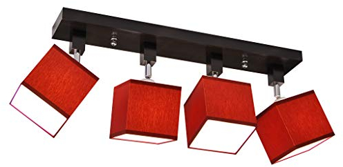 alfalux Deckenlampe LLS458DPR dreh- und schwenkbar Deckenstrahler Deckenleuchte Leuchte 4-flammig Holz Kinderzimmer Wohnzimmer Lampe LED-geeignet (BORDEAUXROT)