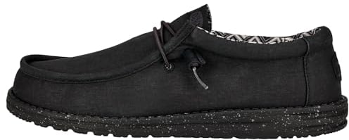 HEYDUDE Wally Canvas Herren - Slip on Schuhe - Mokassin Stil, Black/Black, 44