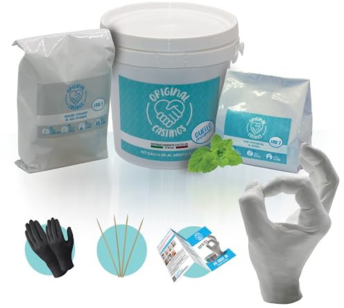 ORIGINAL CASTINGS Calco Mani Coppia profumato | Kit Calco 3D, Idee Regalo Originali per Matrimonio Battesimo Laurea Compleanno (mentolo)