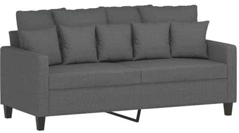 vidaXL Sofa 2-Sitzer, Loungesofa Couch mit Armlehnen Rückenkissen, Wohnzimmersofa Designsofa Metallgestell, Sitzmöbel Zweisitzer, Dunkelgrau Stoff