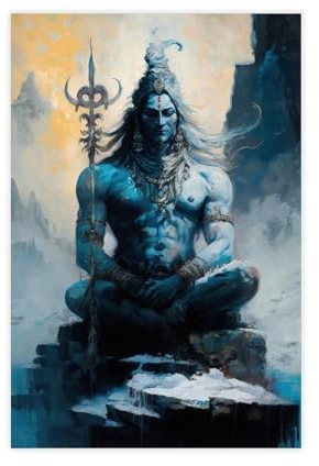 MEZUMI Lord Shiva Indian Gods Art 1 Leinwand-Poster, Wandkunst, Dekordruck, Bild, Gemälde für Wohnzimmer, Schlafzimmer, Dekoration, ungerahmt, 30 x 45 cm