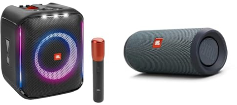 JBL PartyBox Encore – Tragbarer Party-Lautsprecher für drinnen und draußen & Flip Essential 2 – Tragbarer Bluetooth-Lautsprecher mit wiederaufladbarem Akku