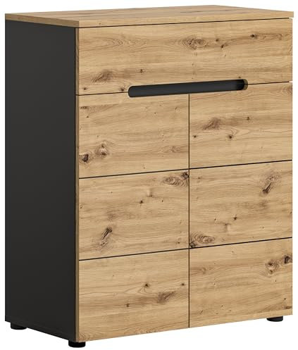 xonox.home - Schuhkommode Canu 80x94x37 cm in Front Artisan Nb Korpus Basalt grau Nb Absetzung Artisan Nb - Schuhschrank Kommode Stauraumschrank - modern und funktional