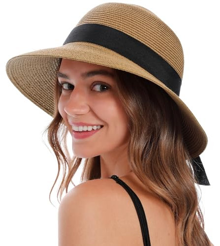 BABAHU Women's Sun Hats UV Protection Large Wide Brim Hat Women Packable Sun Hat for Women Straw Hats